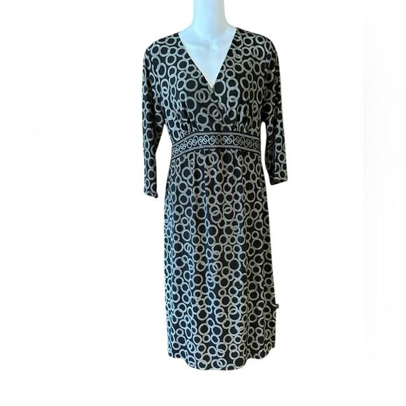 Two Hearts Womens Medium Maternity Black and White Patterned Dress - Picture 1 of 7